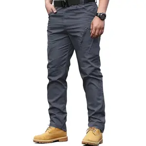 4-pack men's beige tactical work pants, mid-rise design, slim fit, multi-pocket design, breathable and soft, ideal for construction work, hiking, and suitable for spring/autumn wear