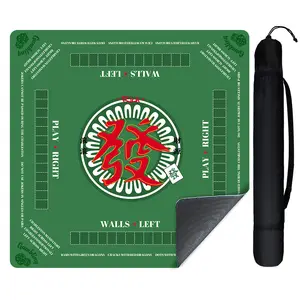 Mahjong Mat with Rules, 32"×32" Mahjong Table Mat with Storage Bag, Waterproof Flannel Surface, Anti-Slip and Noise Reducing, Card Games, Board Games, Tile Game, and Dominoes for Beginners