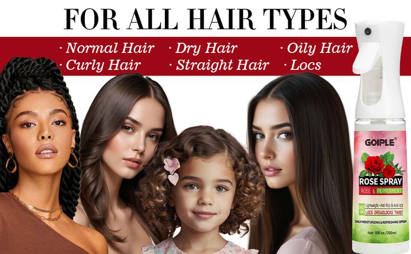 Hydrating Rose Water Loc Spray for Dreadlocks Moisturizing Scalp Spray Soothes Refreshes and Prevents Dryness with Peppermint Castor Oil Moisture