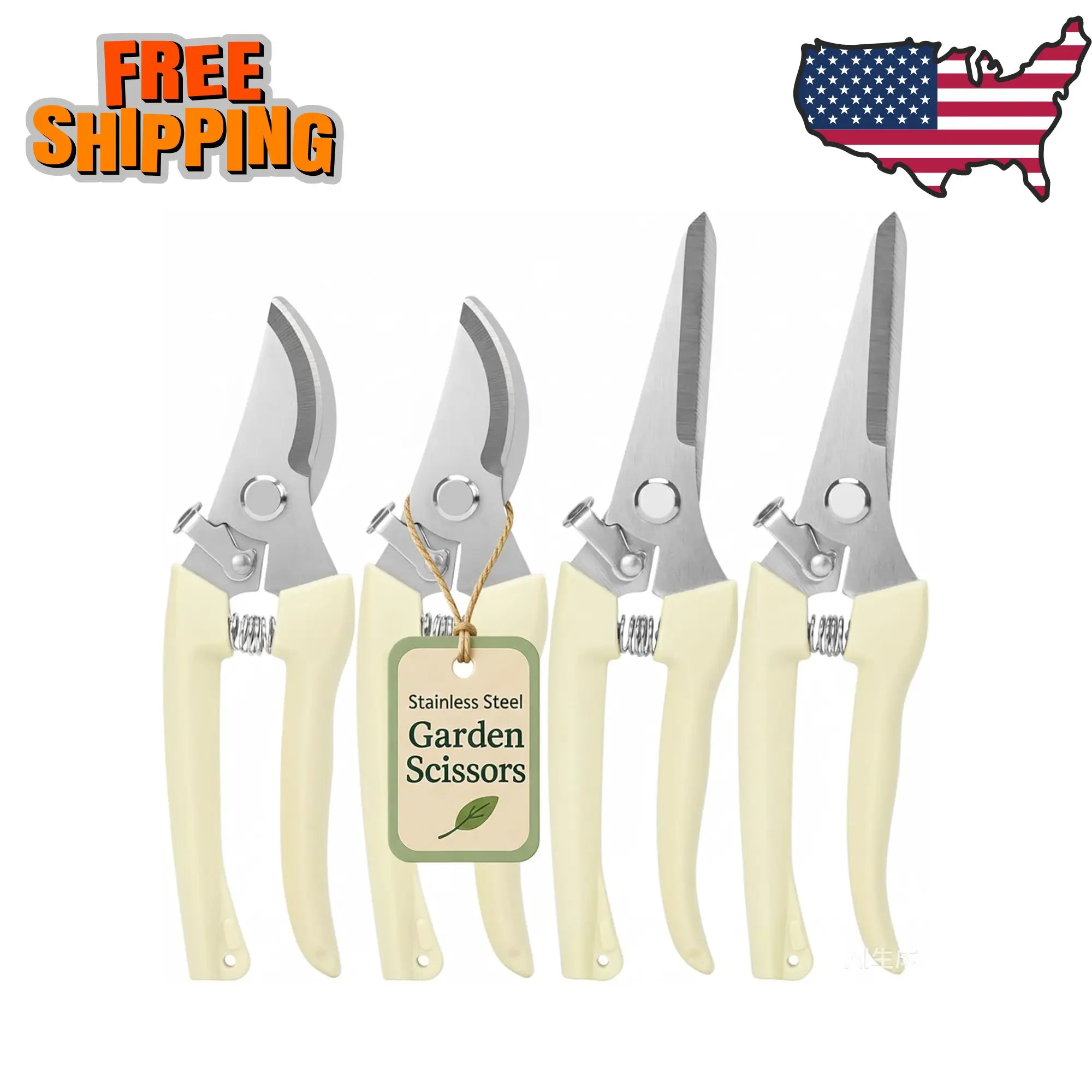 4PACK Pruning Shears, Stainless Steel Garden Scissors