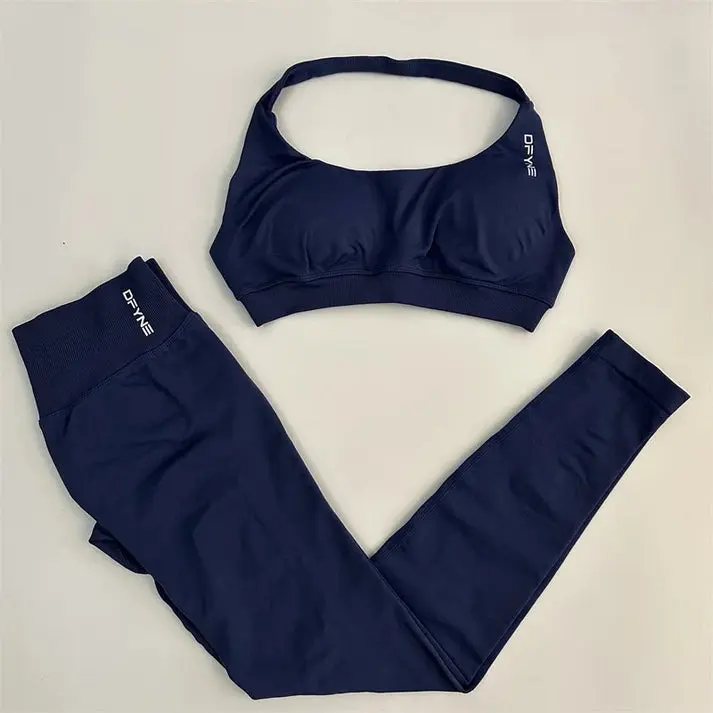 Female 2-Piece DFYNG Impact Seamless Sculpting Activewear Set - Legging & Bra for Athletic Fashion, Yoga, Workout Sportswear, Gym Outfits