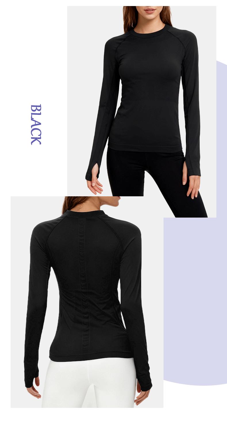 SUNVADUN 73D Seamless Long-sleeved Women's Yoga Top with Thumb Holes High-end Form-fitting for Professional Running Fitness Spring Autumn  Available Gym Sweatwear Gym Workout Shirt Everyday Activewear Athletic Techwear