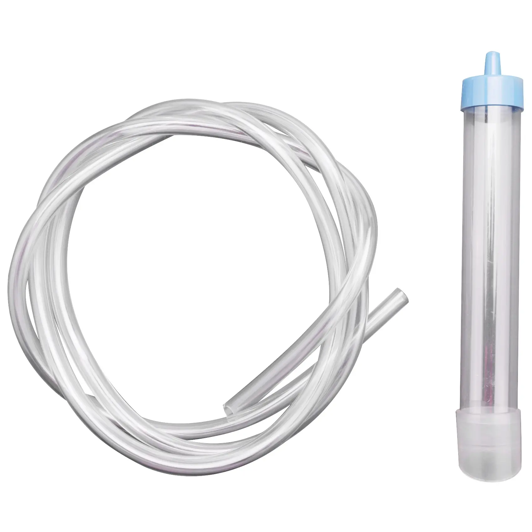 Sturdy Plastic Fish Tank Aquarium Gravel Cleaner Water Change Tool - 150cm Siphon Hose, Transparent & Blue Wide Nozzle Syphon Vacuum Pump for Fish Owners to Remove Feed Residues & Purify Water, Easy Clean
