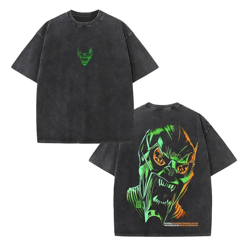 Green Goblin Oversized T-Shirt, Vintage Washed MCU Villain Streetwear Y2K Aesthetic Graphic Tee, Unisex Heavy Cotton Movie Apparel