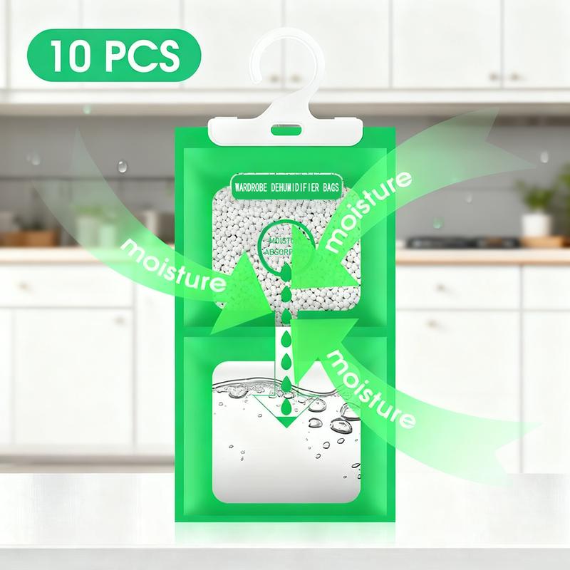 Moisture Absorbers 10 Pack Set, Hanging Closet Dehumidifier Bags, Humidity Packs, Desiccant, Closet Dehumidifiers With Fragrance Free