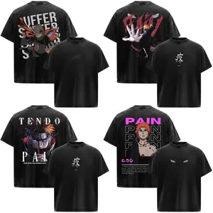 Nagato Pain on Naruto Anime Manga Acid Washed 230GSM Heavyweight Cotton T Shirt Collection - Size S to 3XL - Unisex Vintage Streetwear Oversized Crewneck Merch - Gift for Anime Fans