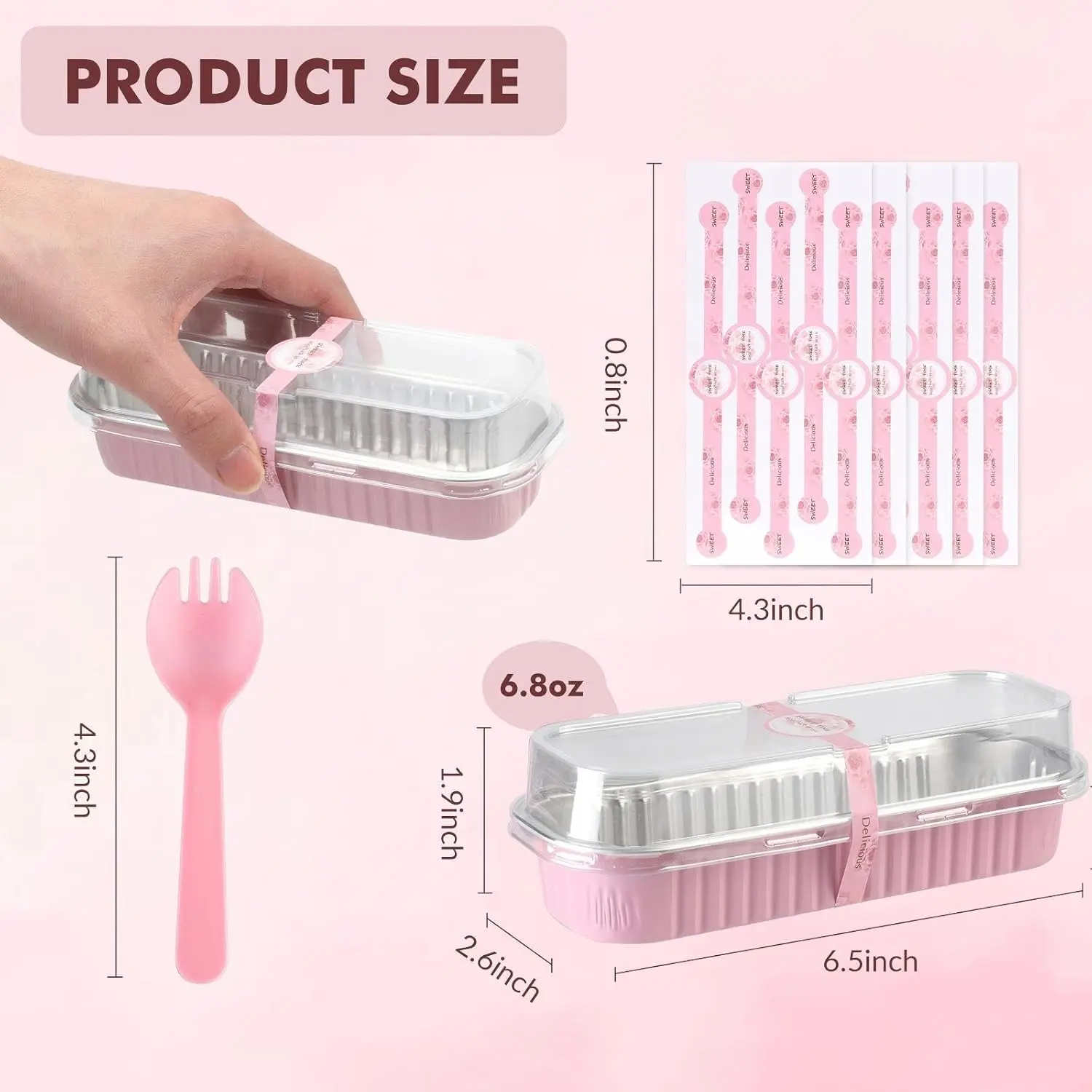 30-Pack Kitchen Disposable Rectangular Aluminum Foil Mini Loaf Pans - Corrosion-Resistant, Durable, 6.8oz Bakeware with Lids & Spoons, Blush Pink Food Containers, Versatile & Practical, Convenient & Easy to Use, Father’s Day Gift for Cakes & Breads