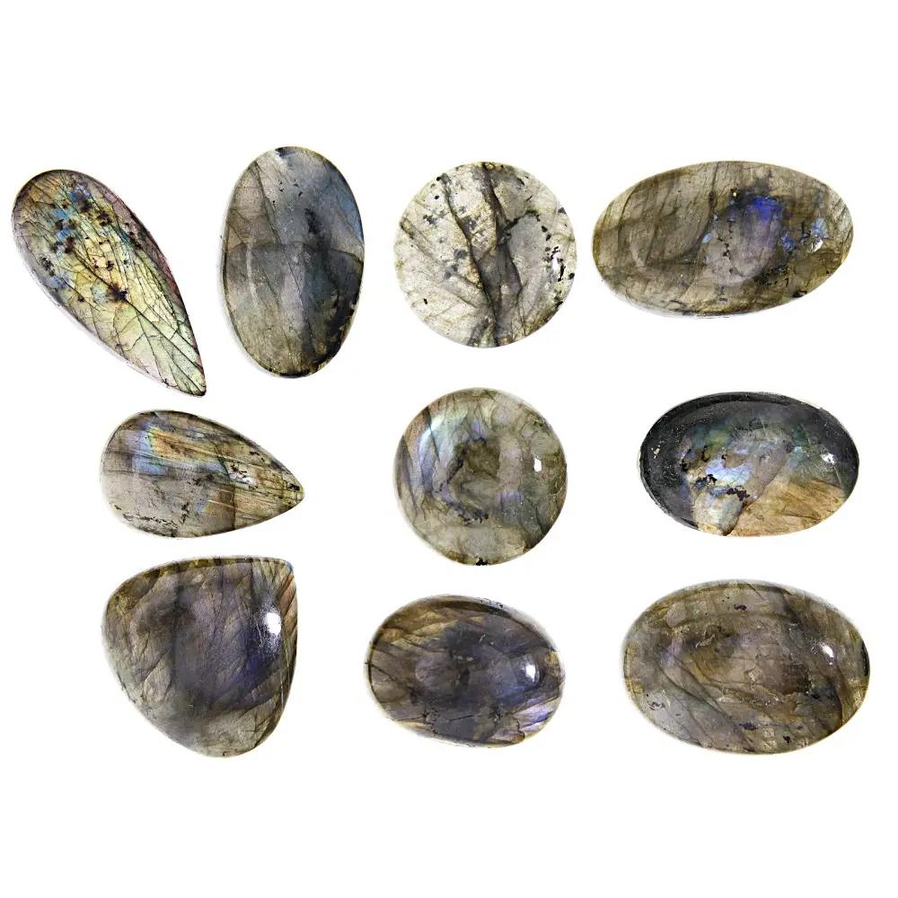 JTV Labradorite Cabochon Parcel - 0.25lb, Assorted Beads, Varied Sizes for Gemstone DIY Jewelry Making