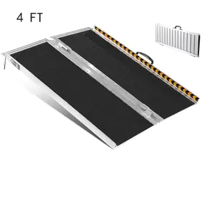 Garvee Portable 4-Foot Aluminum Wheelchair Ramp with 600 lbs Capacity, Non-Slip Surface, Foldable Seamless Threshold Ramp for Home Steps Accessibility