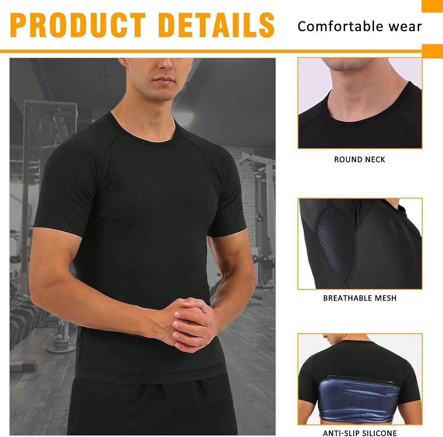 1/2/3/4 Pack Menswear Sauna Suits Fitness Vest Shirt Sweat Compression Short Sleeves Body Shaper Shapewear Workout Tank Top Sports Athletic Gym Sportswear Wetsuit