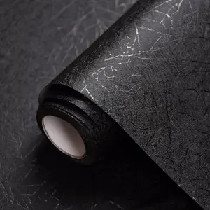 Black Silk Textured Peel and Stick Wallpaper – Self Adhesive Waterproof Contact Paper for Bedroom Walls, Cabinets & Drawers (15.7" × 118")