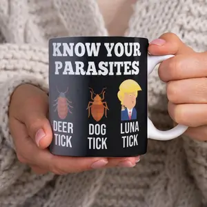 Know Your Parasites Funny Anti-President Coffee Mug, Political Satire Gift, Luna Tick Resist Cup, Liberal Mug for Democrats and Voters, gift for Him