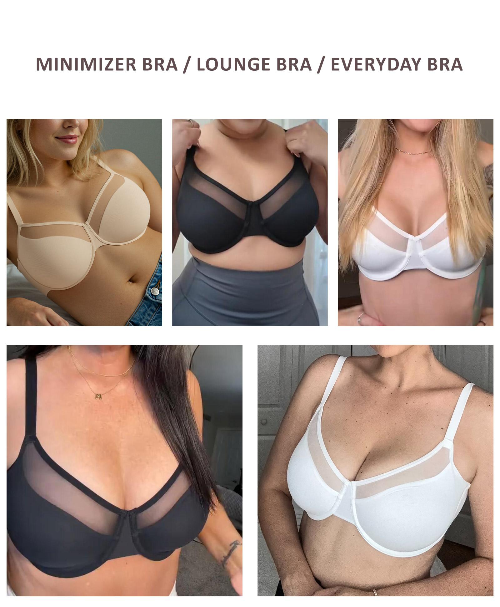 FeelinGirl Minimizer Bras for Women Comfort Underwire Balconette Bras  Deep U-Shaped Back Plus Size Full Cup Coverage No Padded Everyday Bras dealsforyoudays