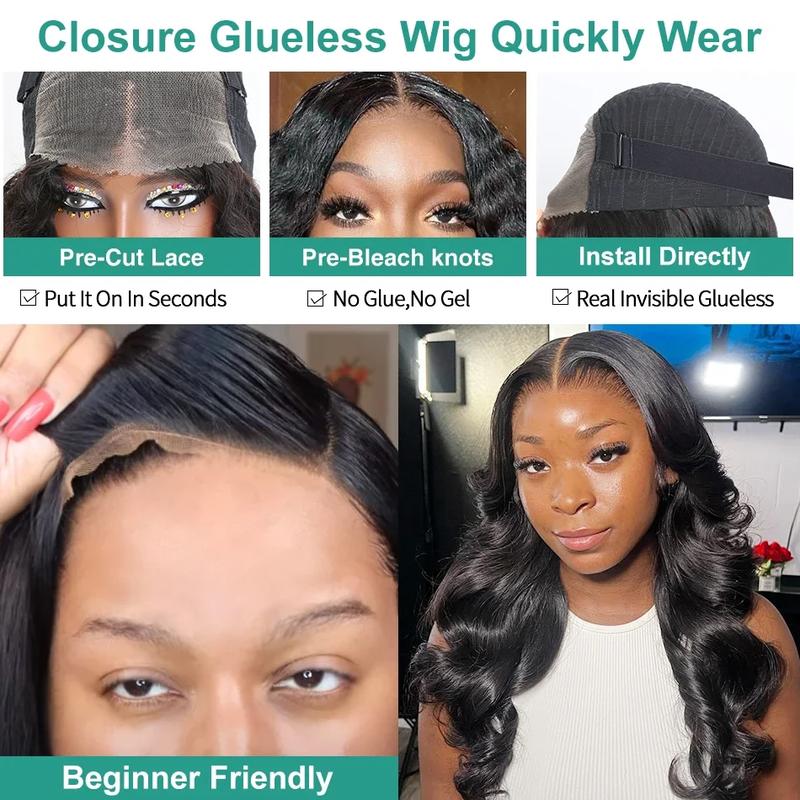 Body Wave Human Hair Wig Pre Cut Pre  Plucked Lace Closure Wig 6X4 Glueless Human Hair Wigs For Black Women 5X5 Transparent Lace Body Wave Wig Natural Hairline