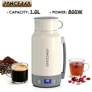 PANCERKA 33.81oz Portable Electric Kettle - 1pc Fast Boiling, Smart Temperature Control, Boil/Warm Functions, 304 Stainless Steel, Safe & Easy-Clean, Compact for Travel & for Home Use with Plug (Compatible for Tea/)