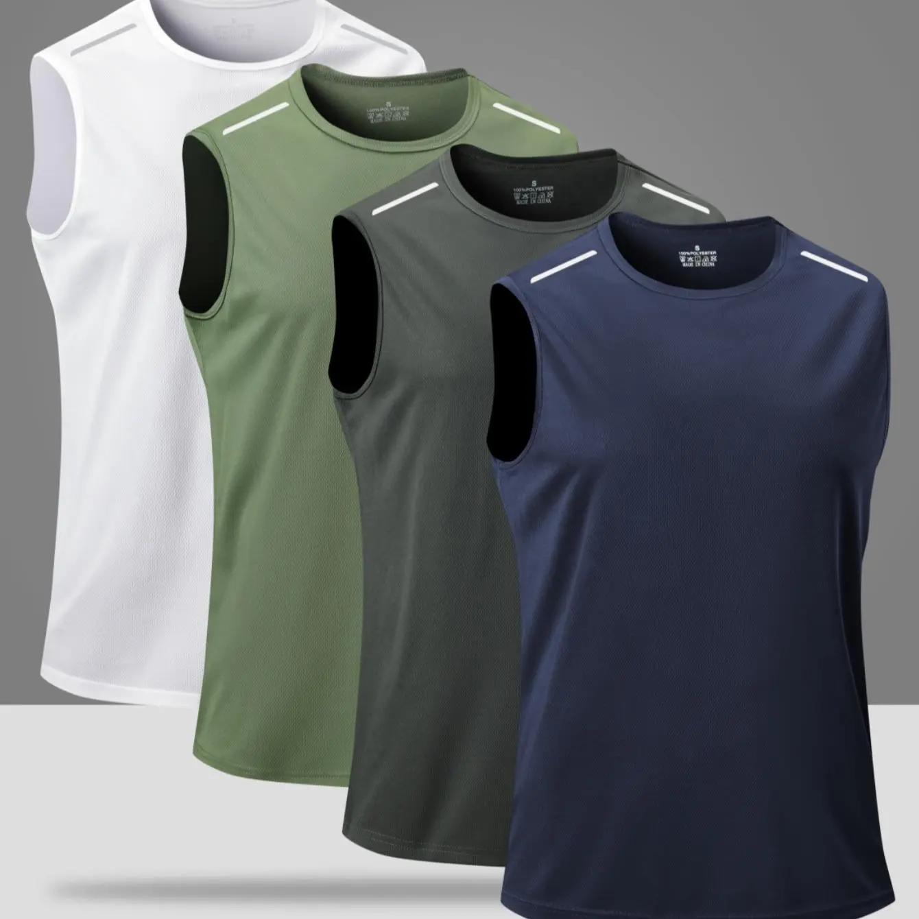 Dark gray + dark blue + army green + white