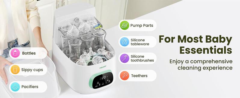 Baby Bottle Washer,Sterilizer And Dryer,Effortless All-in-One Cleaning Machine,Large Capacity for Bottles,Pump Parts & Baby Essentials, Free Your Hands And Save Time