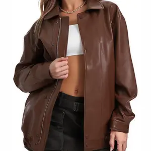 Women's Chic Oversized Motorcycle Rider Jacket, Button Front Biker Coat, Motorcycle Rider Apparel,  Loose Fit Long Sleeve Coat, Everyday Streetwear Casual Outfits Womenswear