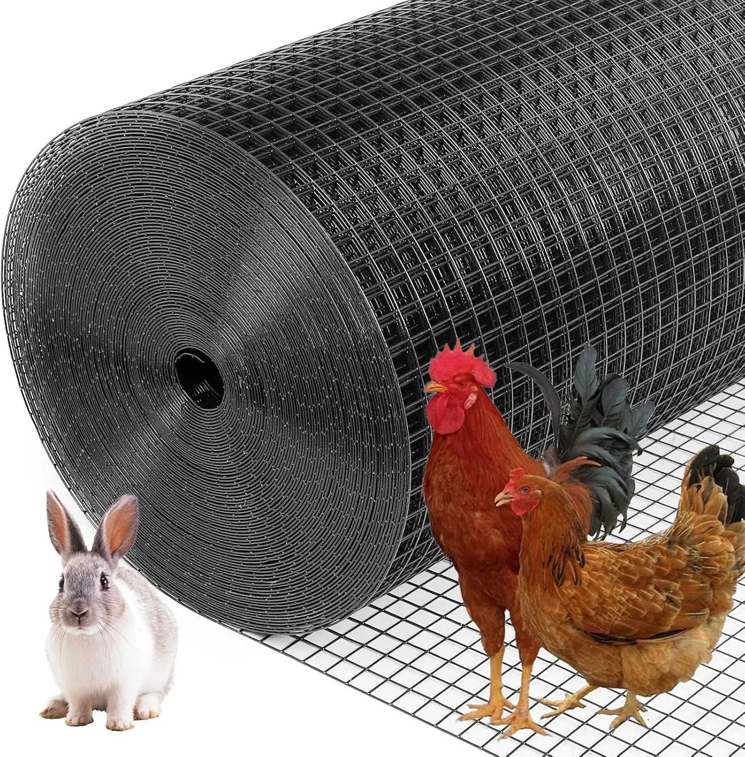 Hardware Cloth 1/2 inch24in*100ft ，Chicken Wire Fencing Chicken and Duck Cage Black Metal Mesh，GaugeRust-Resistant Mesh Roll  for ChickenCoop/Vegetable/Garden/Plants/Rabbit/Snake/PoultryEnclosures/Tree/Gutter Guards