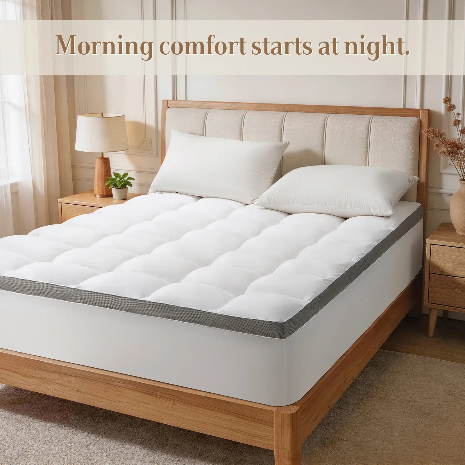 Sonoro Kate Cooling Mattress Protector - Gel Memory Foam Topper, Pain Relief & Breathable Bamboo Cover, Fits 8-21" Deep Pocket