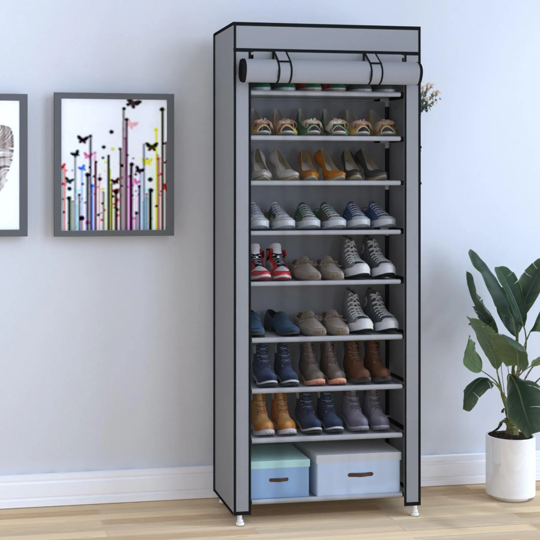 UDEAR 10 Layer Shoe Rack with 9 Compartments and Dust Cover Shoe Rack,Storage Rack Organiser #Summerwins#fathersdaygift#Summer garden