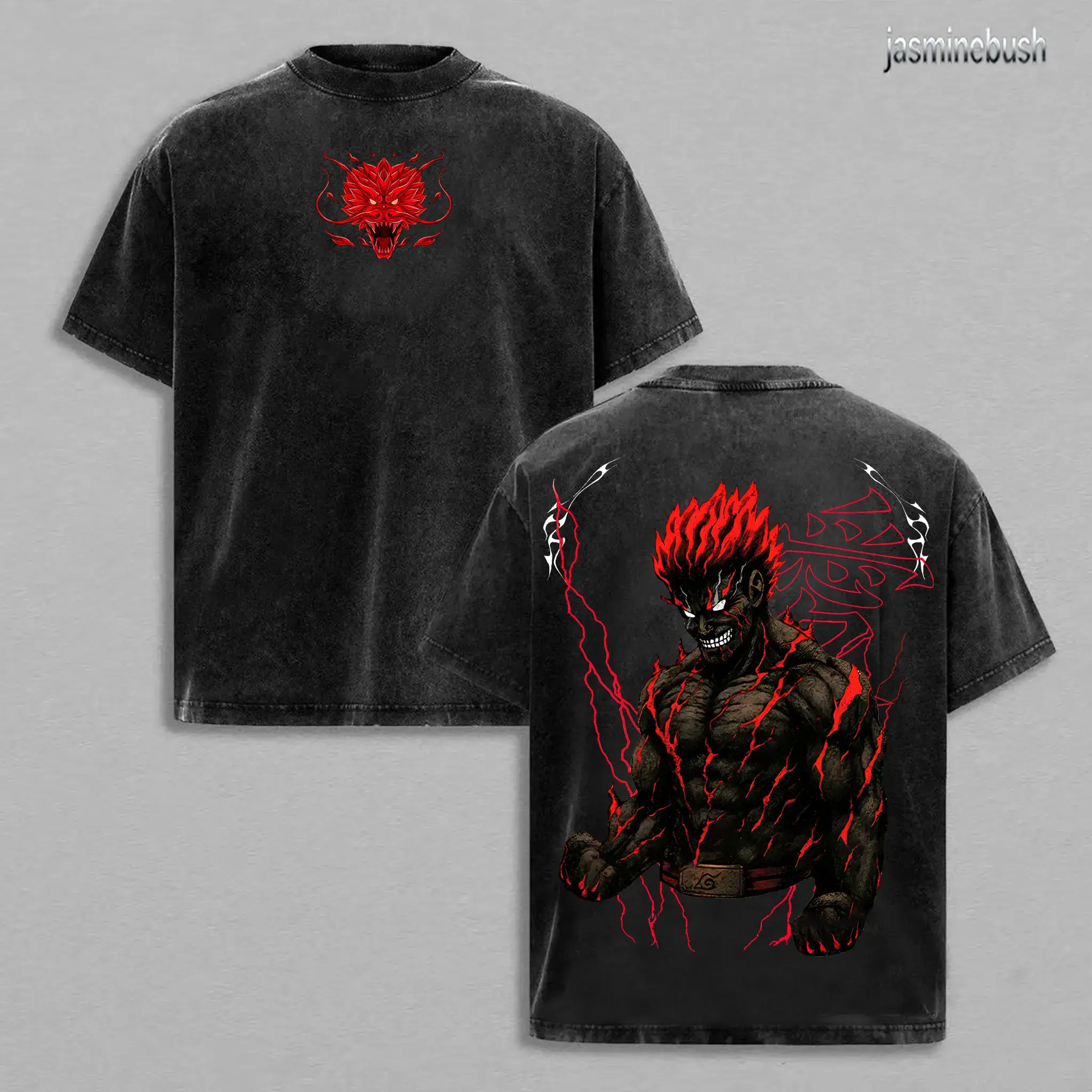 Might Guy A Vintage Washed T-Shirt Set, Shinobi Duo Tee, Oversized Heavy Cotton Streetwear Combo, Retro Manga Warrior Graphic Top, Unisex Gift for Anime Fans, Fitness Pump Gym Anime Graphic Top