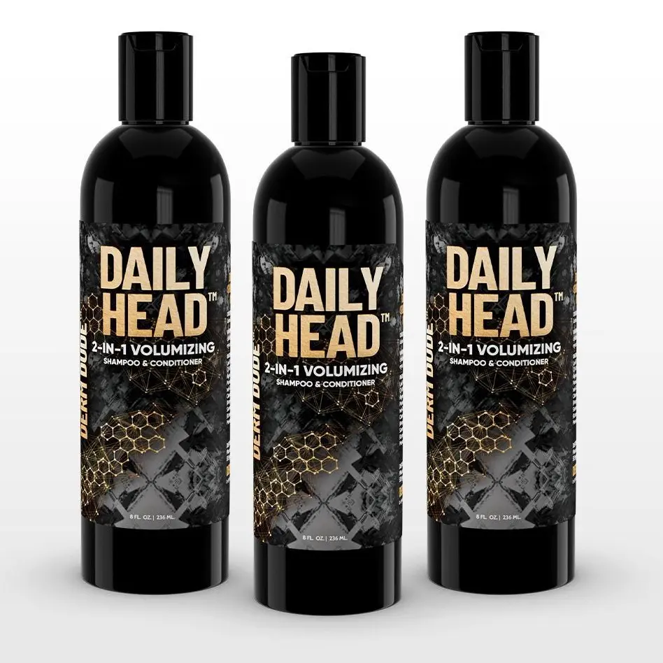 Derm Dude Daily Head 2-In-1 Volumizing Shampoo & Conditioner for Thinning Hair with Pumpkin Seed Extract & Biotin Haircare Caffeine Hydrate Cleanser Cleansing Comfort