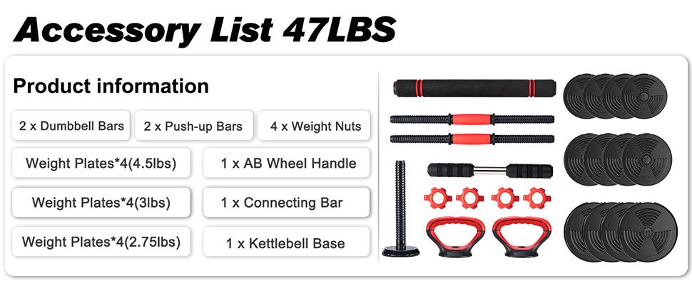 RELIFESPORTS 6-in-1 Adjustable Dumbbell Set | Squat Bar & Tire Flipper Included | Free Weights for Men & Women | Space-Saving Multifunctional Home Gym Equipment
