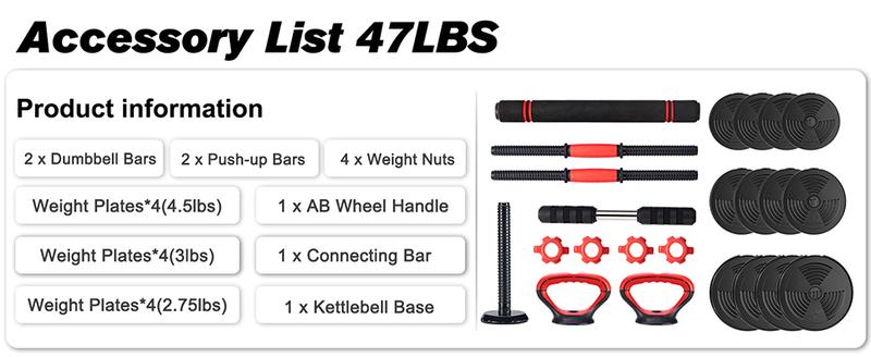 RELIFESPORTS 6-in-1 Adjustable Dumbbell Set | Squat Bar & Tire Flipper Included | Free Weights for Men & Women | Space-Saving Multifunctional Home Gym Equipment