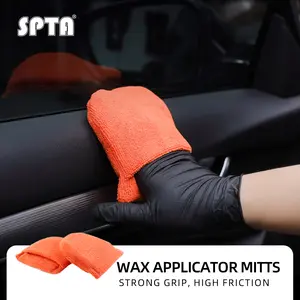 SPTA Microfiber applicator pad, Microfiber Sponge, 1Pc Ultra-Soft Microfiber Wax Applicator Pads, Cleaning Pads with Finger Pocket Wax Applicator for Applying Wax