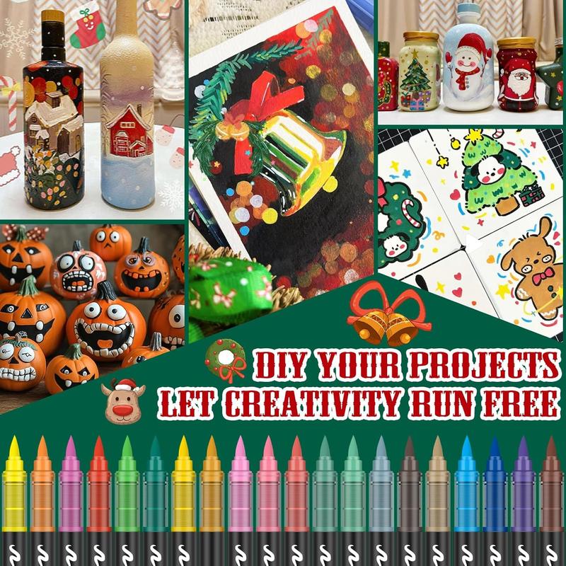 Acrylic Paint Markers Set (36 Colors), Soft Brush Tip Acrylic Paint Pens for Wood, Canvas, Glass, Fabric, Rock Painting & DIY Crafts