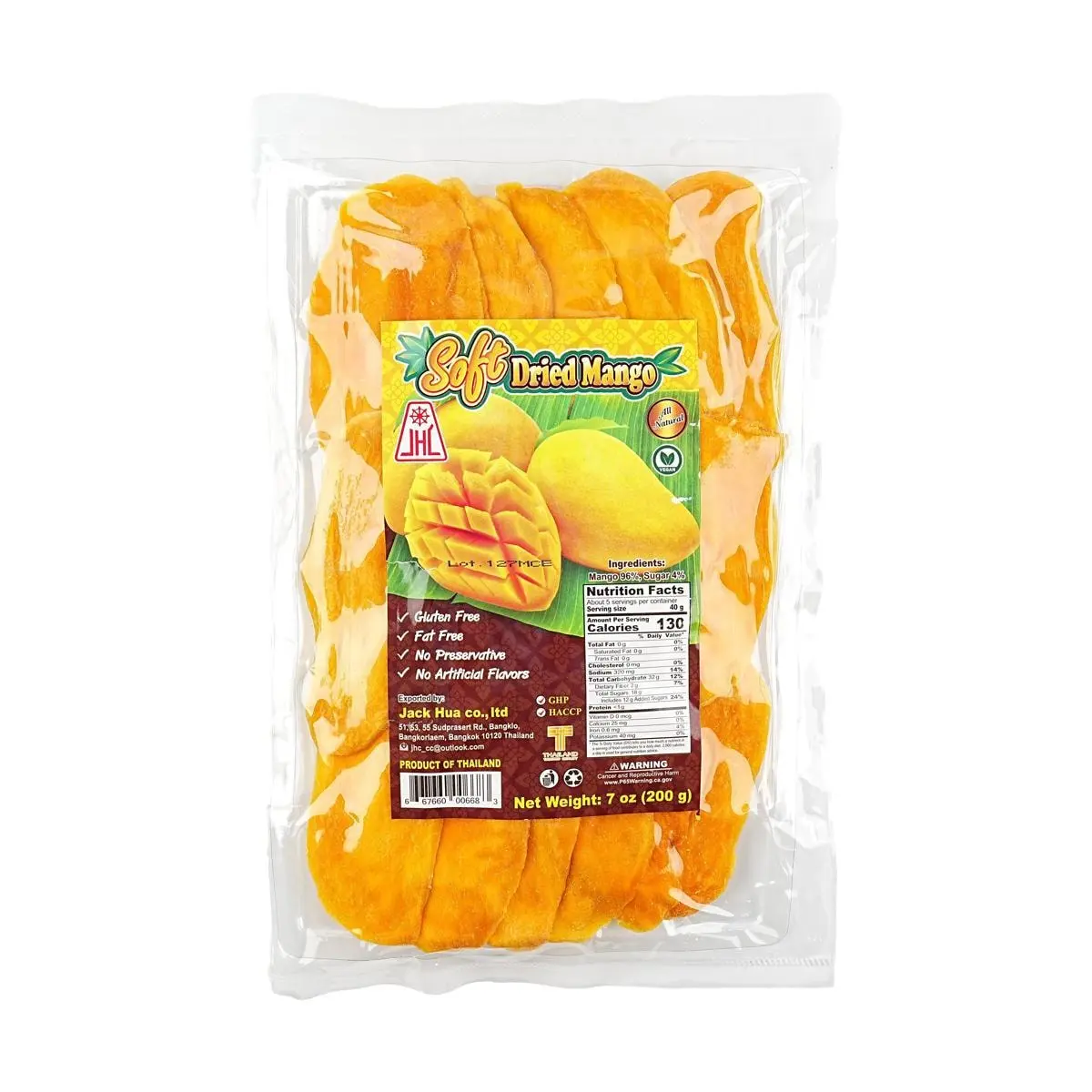 JHC Thai Dried Mango Slices 200g - Sweet & Chewy Tropical Fruit Snack