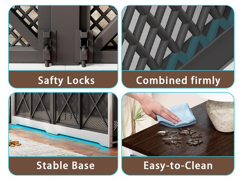 COZPAW 78" Double Dog Crate Furniture for 2 Dogs,Extra Large Furniture Style Dog Kennel,Heavy Duty Wooden XL Dog Cage with Removable Divider,Pet Cage TV Stand & Side Table (White Brown)