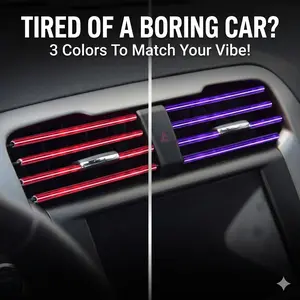 20/40Pcs Universal Car Air Vent Outlet Trim Strip, Chrome DIY Interior Decor Accessories, 7.8" Clip-On Decor for Aesthetic Car Vibe, Easy Install, Fits Most Vehicles (Red/Blue/Purple)