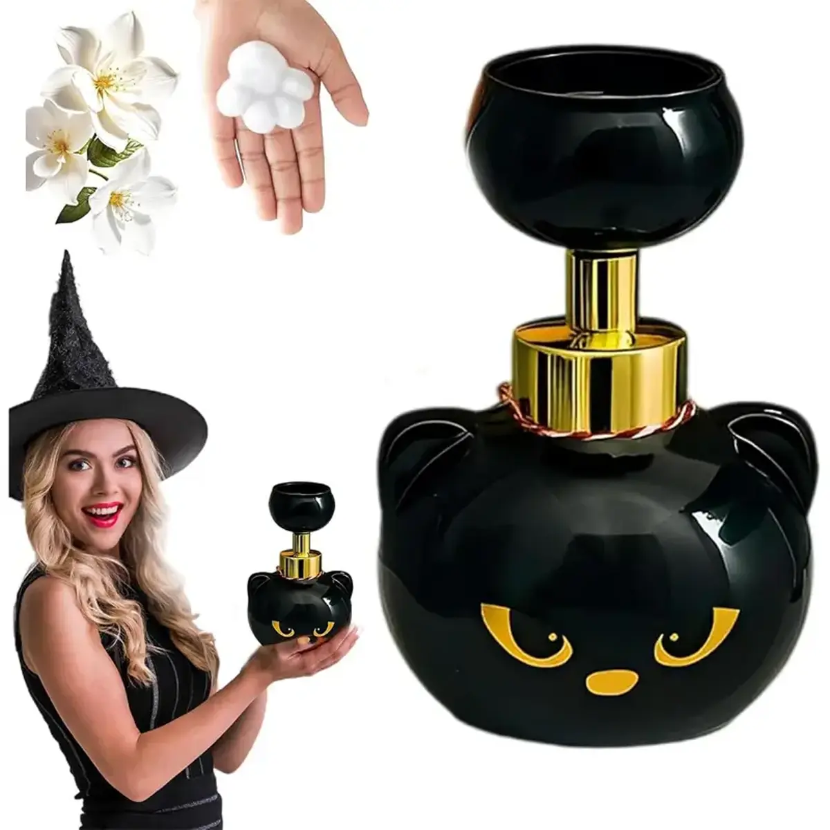 Cat Paw Foaming Soap Dispenser, Cute Refillable Foam Hand Soap Pump, Paw-Shaped Foam Soap Bottle for Bathroom & Kitchen Sink, Fun Hand Washing Accessory, Halloween & Christmas Gift for Kids, Cat Lovers & Family