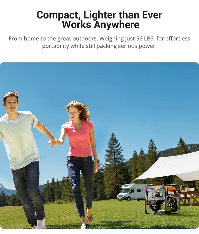 (Ships Within 24H) Efurden Power Equipment generadores de gasolina 4400 Watts Inverter Generator Gas Powered, Portable Open Frame Generator, Low Noise with ECO Mode and Inverter Technology, RV Ready, Emergency Home Backup