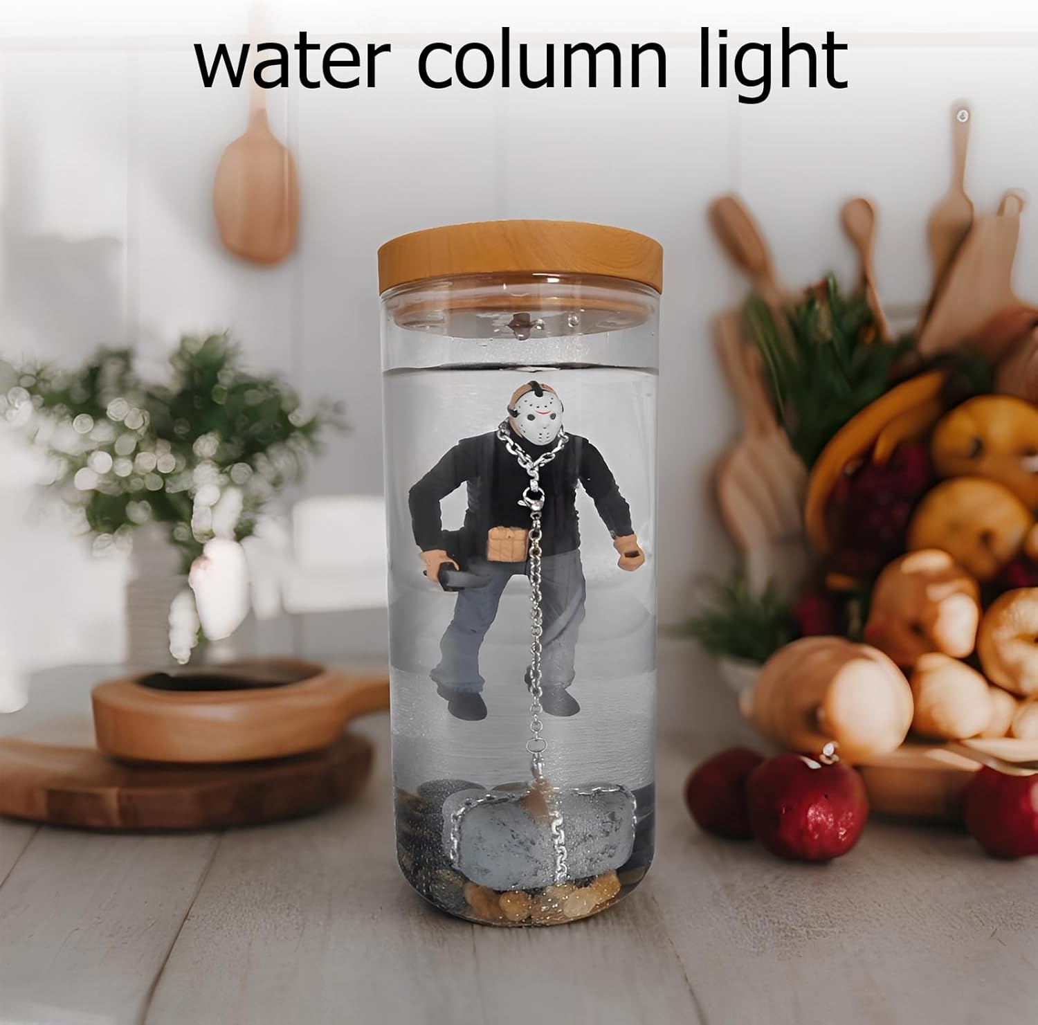 Horror Movie Character Water Lamp - 9-inch Crystal Lake Diorama LED Night Light with Action Figure Halloween Home Decor Gift Decorative Centerpieces Led Color Changing Usb Powered Neon