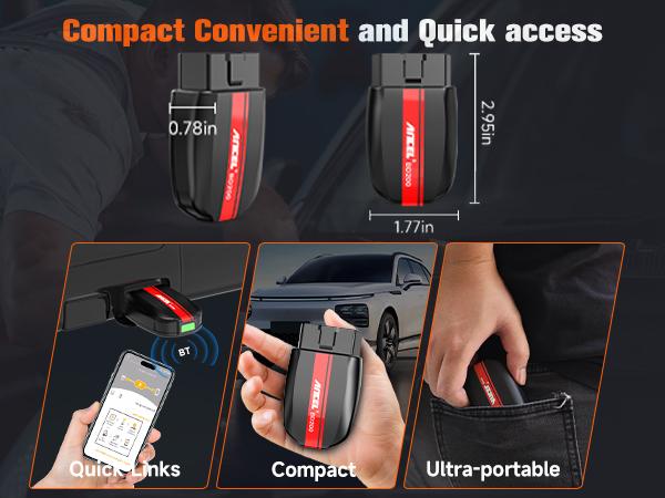 ANCEL BD200 0BD2 Scanner Bluetooth Code Reader & Check Engine Diagnostic Scan Tools with Car Battery Test, Wireless OBDII Adapter