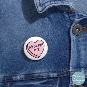 Abolish ICE political pin, Protest Button, Anti-ICE badge, Valentine Activist Gift