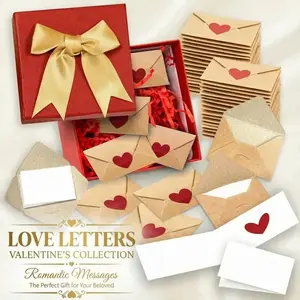 DIY Love Notes Box - Mini Blank Cards & Envelopes for Him/Her - Romantic Valentine's Day & Anniversary Gift for Boyfriend/Girlfriend - Heartfelt Handmade Gift for Love Notes & Special Occasions