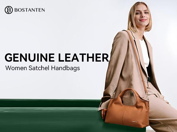 [Valentine's Day Gift] BOSTANTEN| Haven Genuine Leather Purse for Women Designer Handbags Crossbody Shoulder Bags Top Handle Satchel with Adjustable Strap