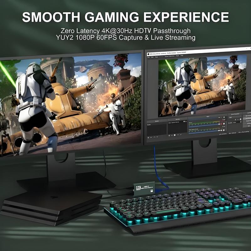 ACHAVE 4K Capture Card for Streaming Full HD 1080P 60FPS USB 3.0 HDMI Audio Video Card for Gameplay OBS Recording Live Streaming