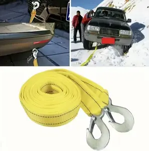 Car Tow Strap, 4m, 5-Ton, Double-Layer Thickened, with Portable Bag, Off-Road Towing Rope, Winch Cable, Recovery Strap