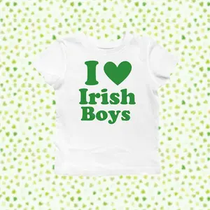 I love Irish Boys St Paddys Baby Tee, St Patricks Day Shirt, 90s Style Tee, St. Patrick's Day T-shirt, Women's Fitted Top