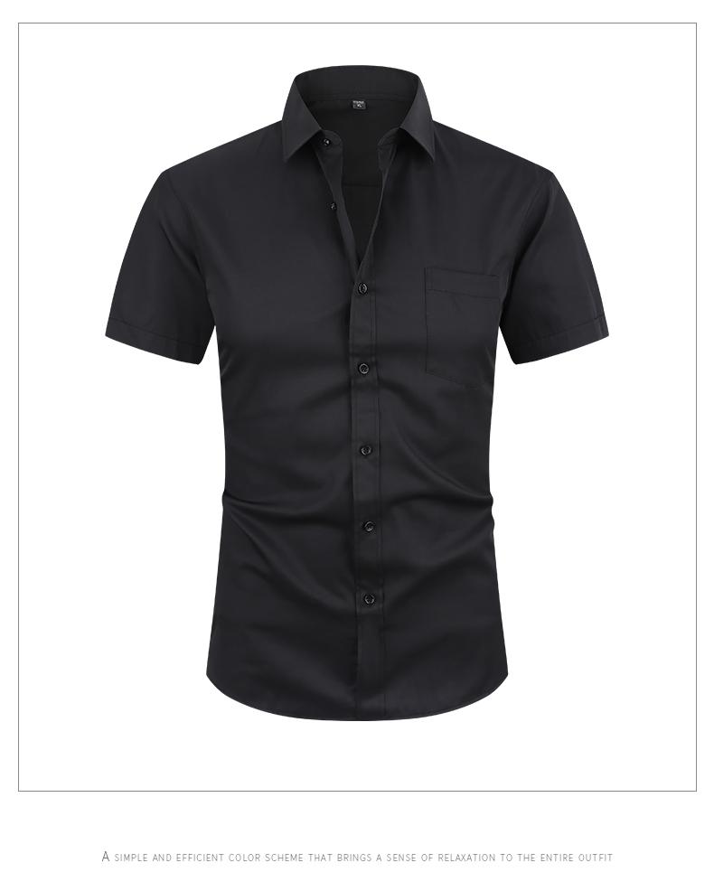 Korean-Style Slim Fit Turn-Down Collar Short-Sleeve Shirt for Men, Solid Color, Versatile, Wrinkle-Resistant - TikTok Shop Korean-Style Slim Fit Turn-Down Collar Short-Sleeve Shirt for Men, Solid Color, Versatile, Wrinkle-Resistant - TikTok Shop