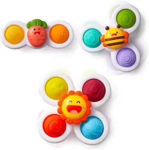 LiKee Strong Suction Cup Fidget Rotating Sensory Bath Toys for Baby Christmas Stocking Stuffers, Airplane Car Travel Table & Window Toys for Toddler Boys and Girls, 10+ Months