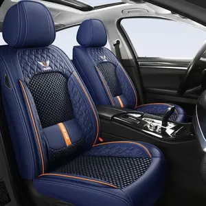 Universal Full Car Seat Cushion - Blue & Orange Quilted Design for Enhanced Comfort and Style