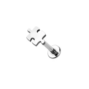 Internally Threaded Puzzle Piece Top Flat Back Stud - 316L Stainless Steel