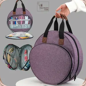 Embroidery Organizer Bag – Cross Stitch Project Storage Case for Hoops, Floss & Embroidery Supplies