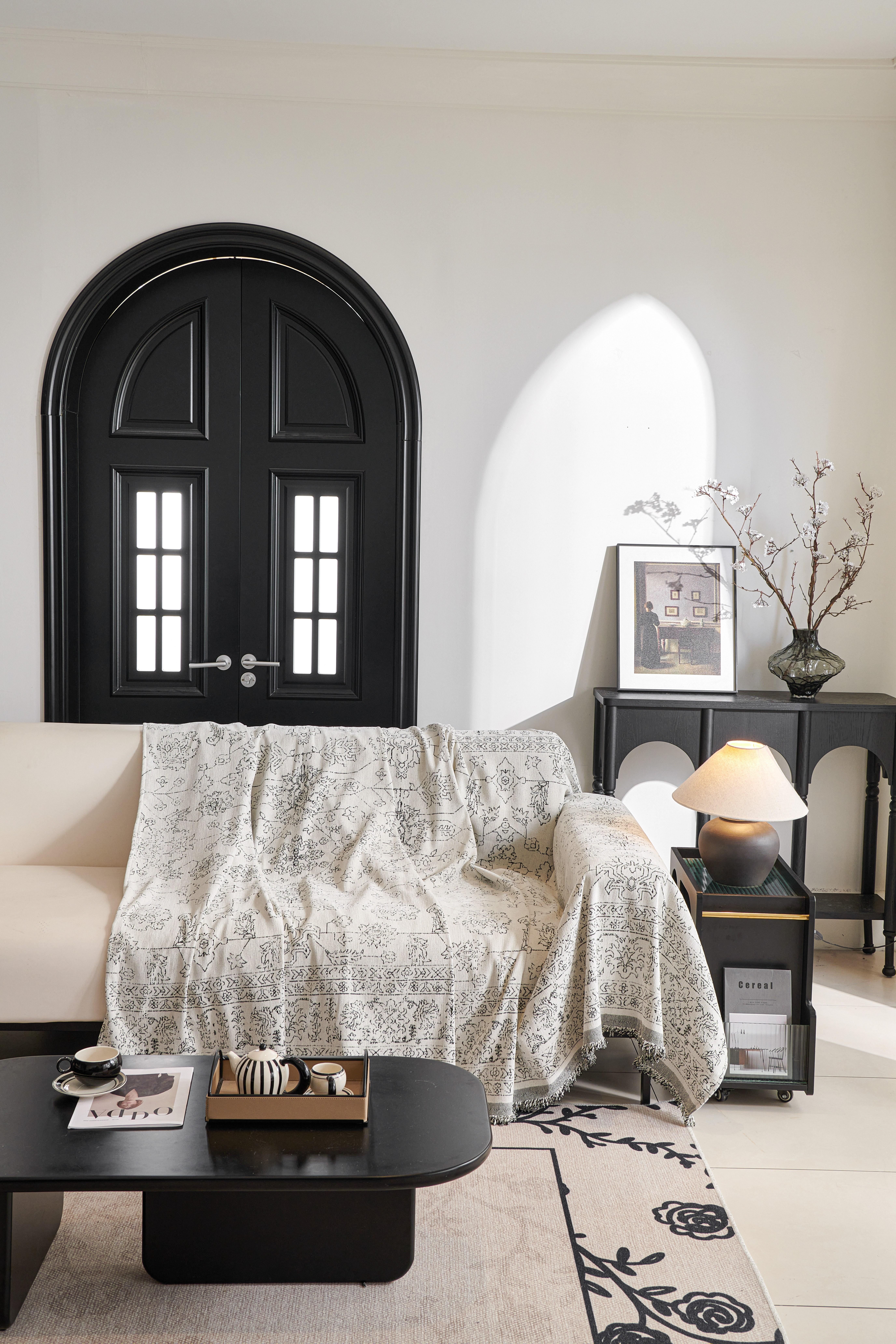 MeridianHome Flower Pattern Couch Cover, 1 Count Removable Washable Sofa Slipcover with Tassel Decor, Decorative Sofa Cover for Home Living Room #TikTokShopBlackFriday